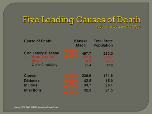 29.1.3.Five leading causes of deaths among Hawaiians, 2002